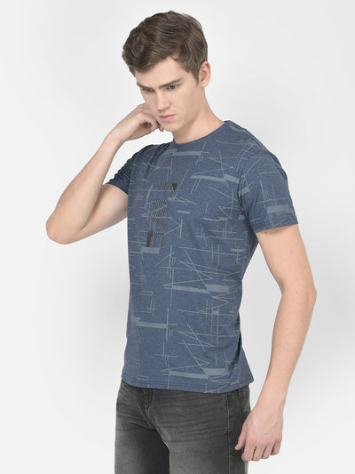  Blue Melange Graphic T-Shirt