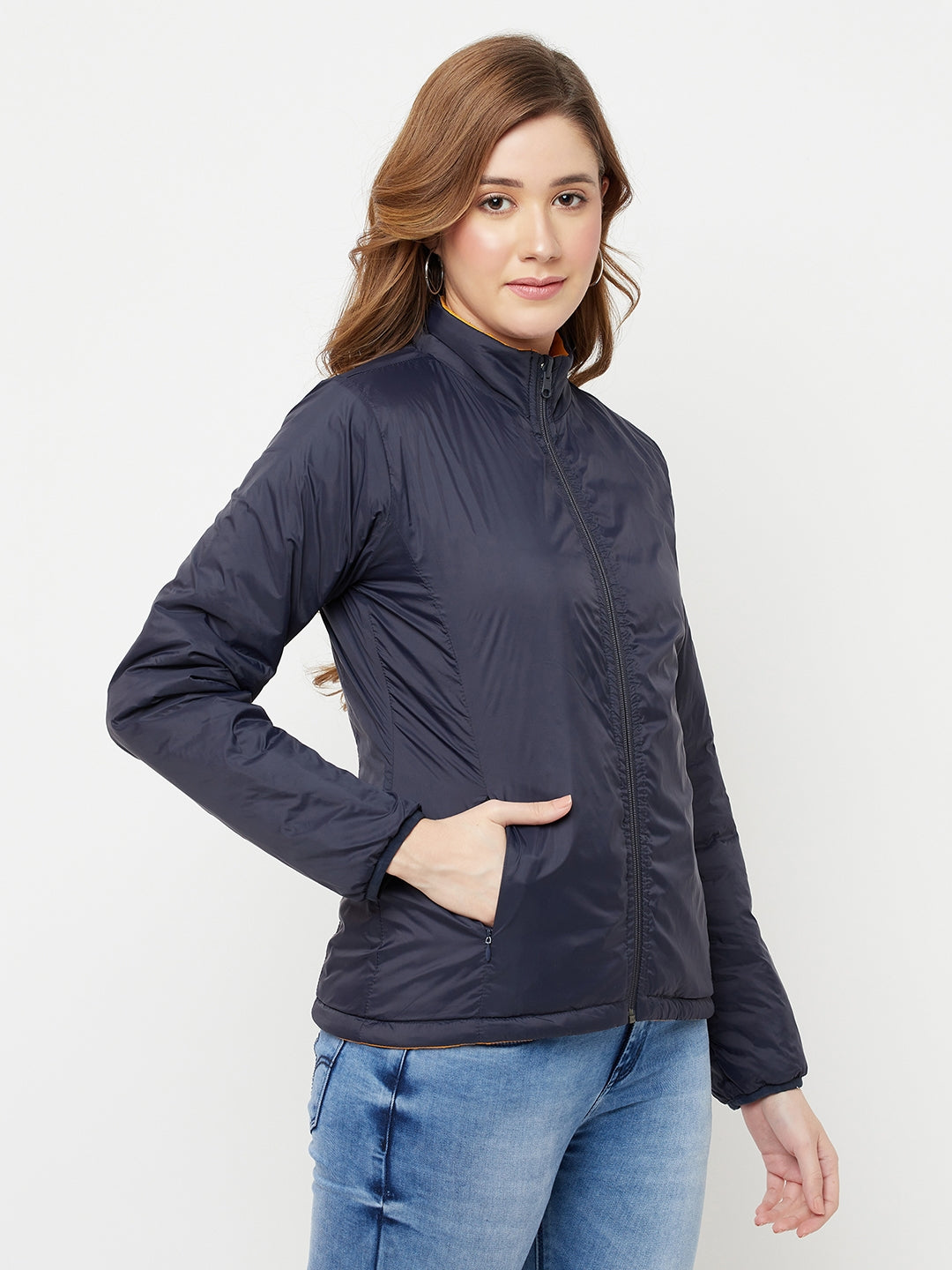 Mustard Reversible Padded Jacket - Women Jackets