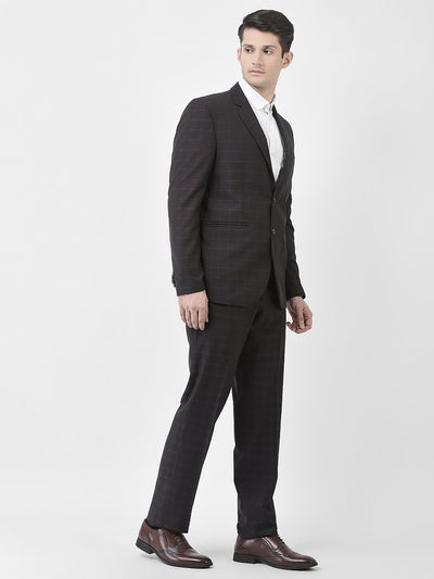 Brown Graph Checked Suit Set
