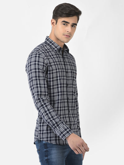  Navy Blue Shirt in Tartan Checks