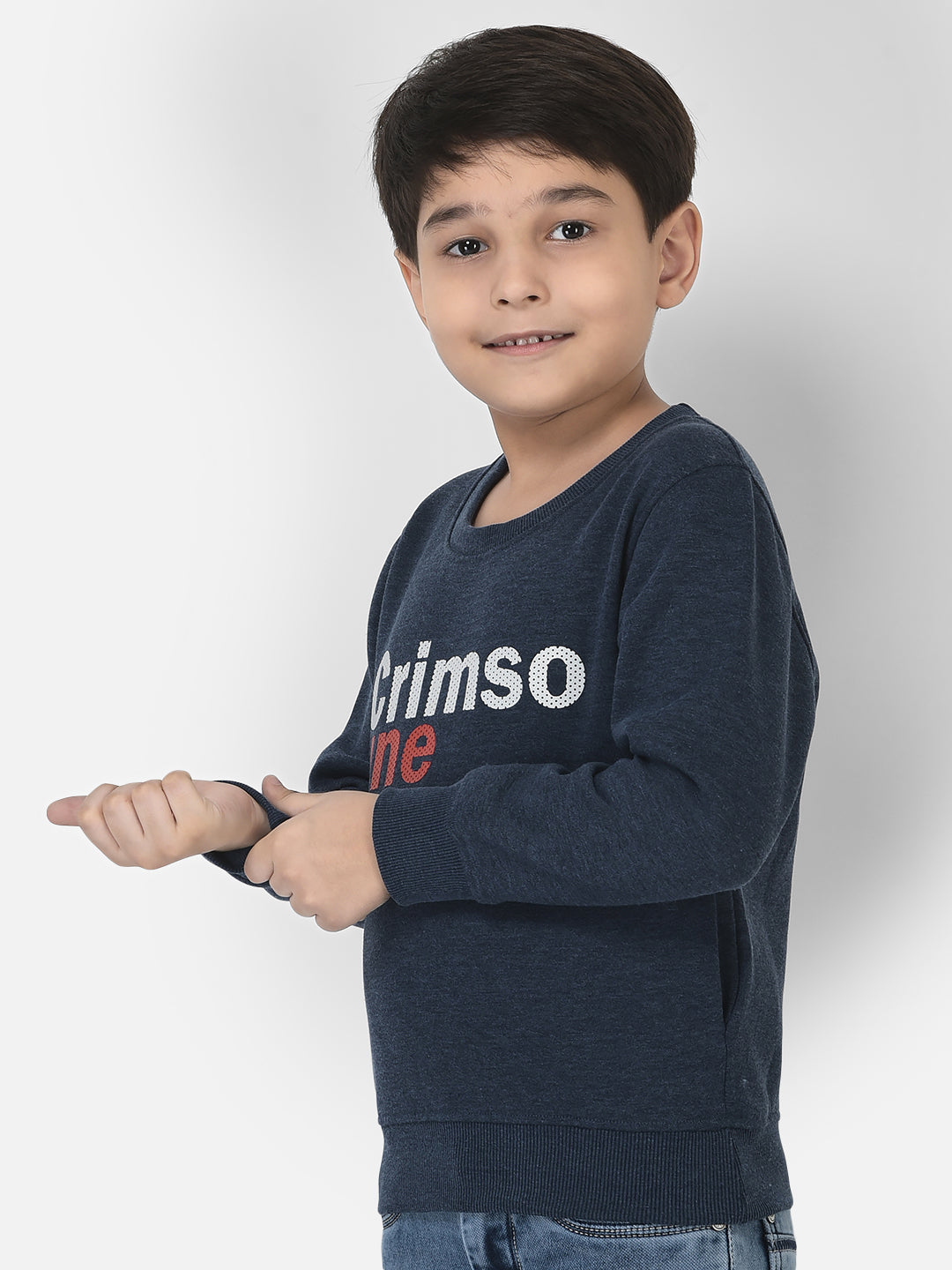 Navy Blue Logo-Block Sweatshirt in Pullover Style 