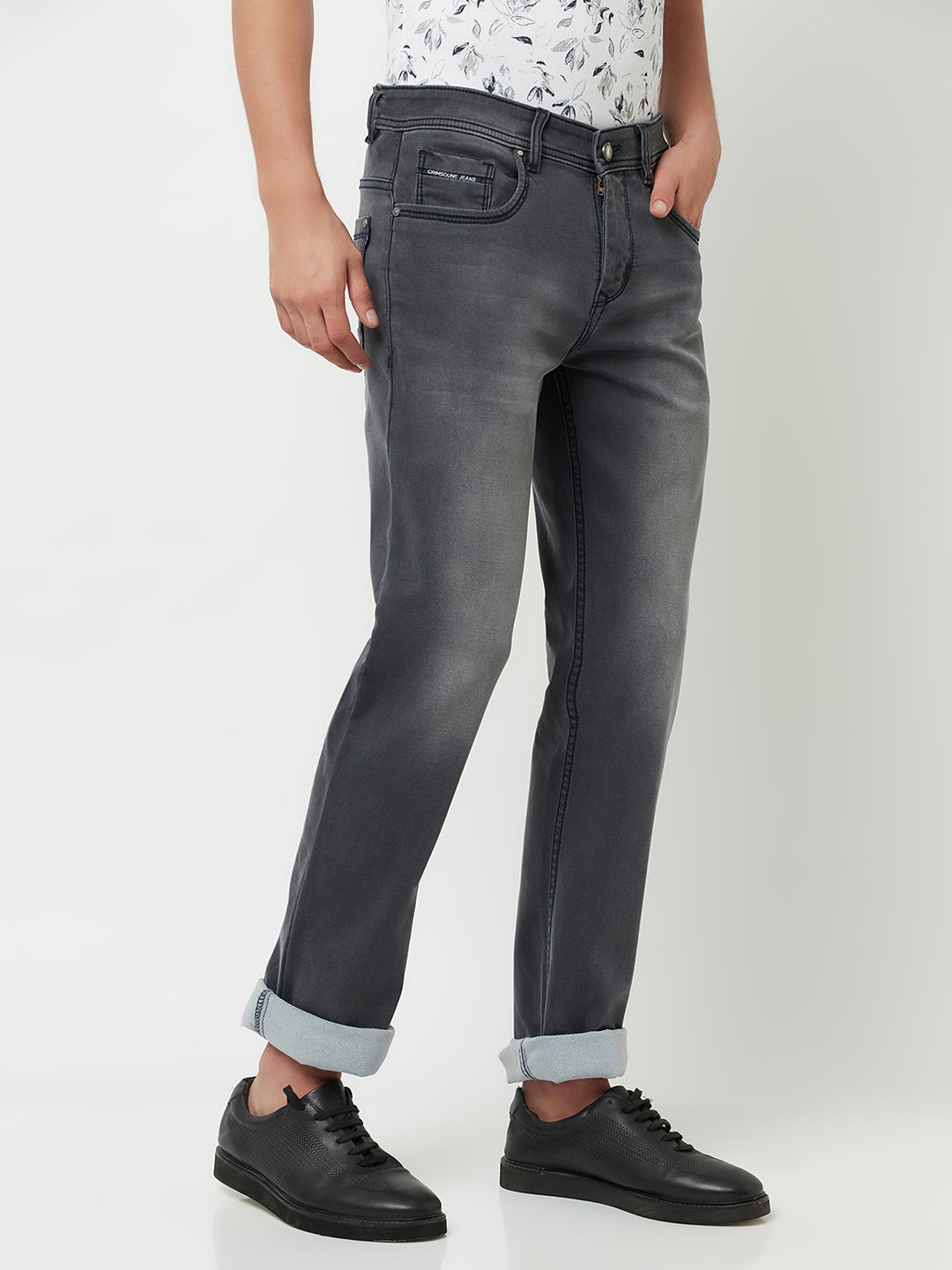 Grey Light Faded Jeans-Men Jeans-Crimsoune Club