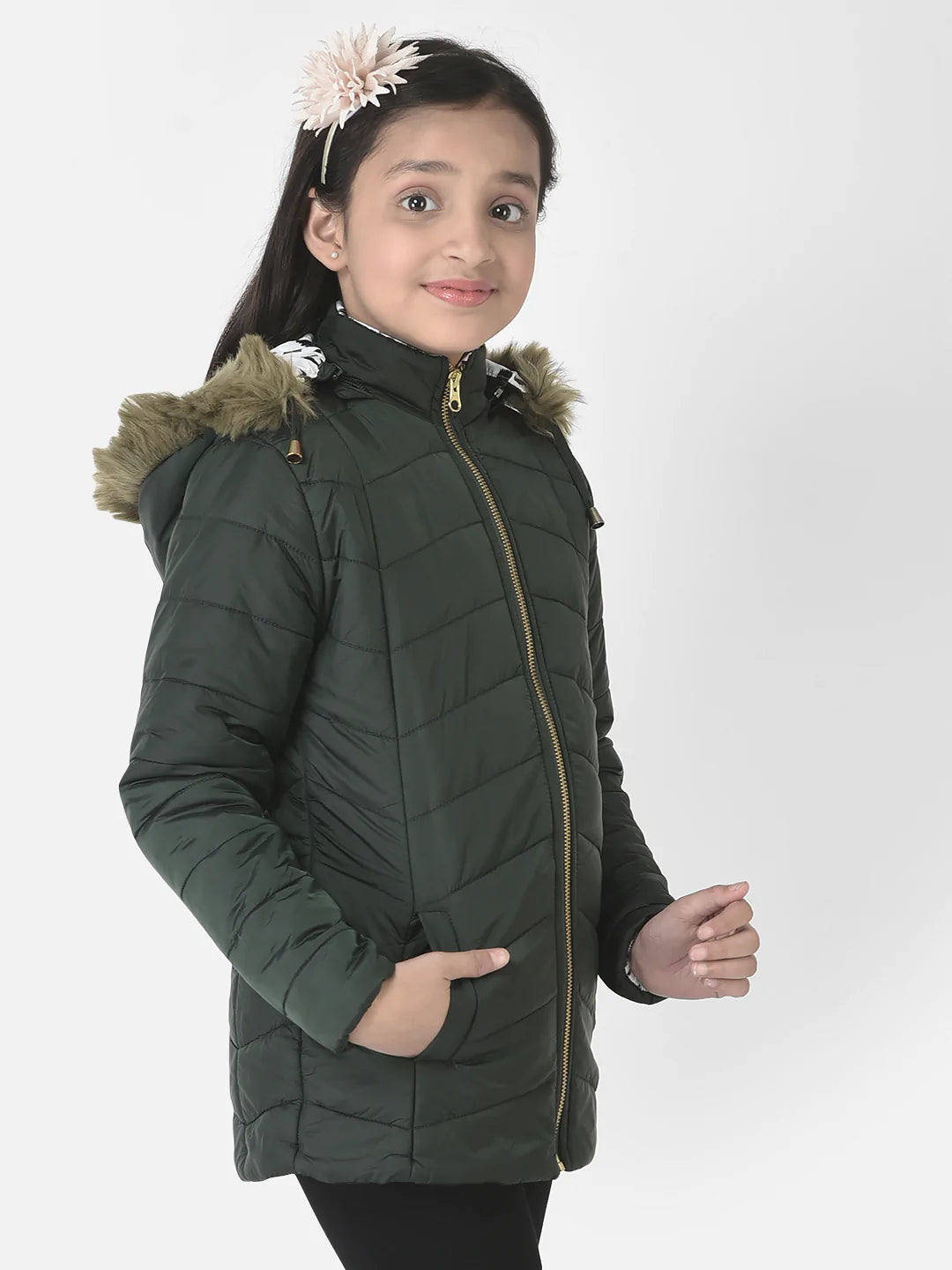  Hooded Green Padded Jacket