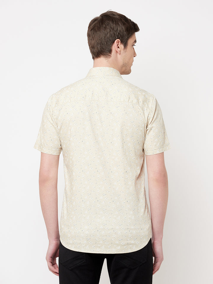 Beige Floral Shirt - Men Shirts