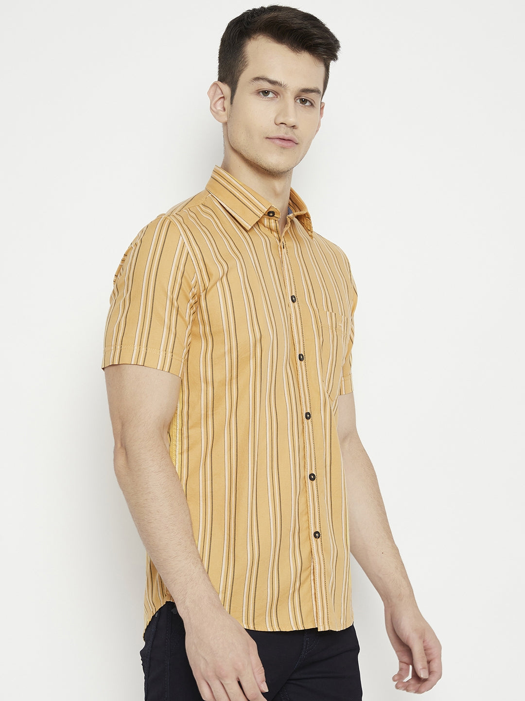 Yellow Striped Slim Fit shirt - Men Shirts