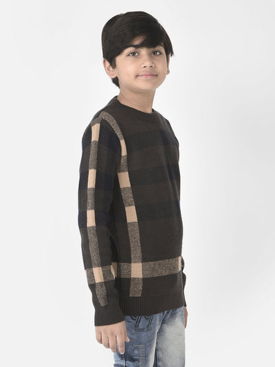 Dual-Tone Checkered Sweater