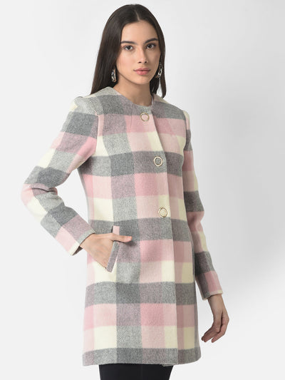  Multi-Coloured Checkered Over Coat