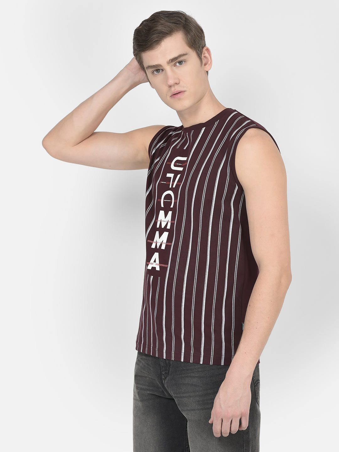  Wine Striped Tank T-Shirt