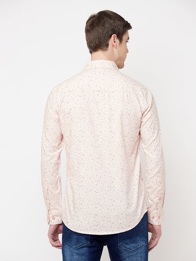 Peach Printed Casual Shirt - Men Shirts