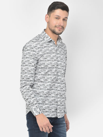 Blue Printed Spread Collar Shirt - Men Shirts