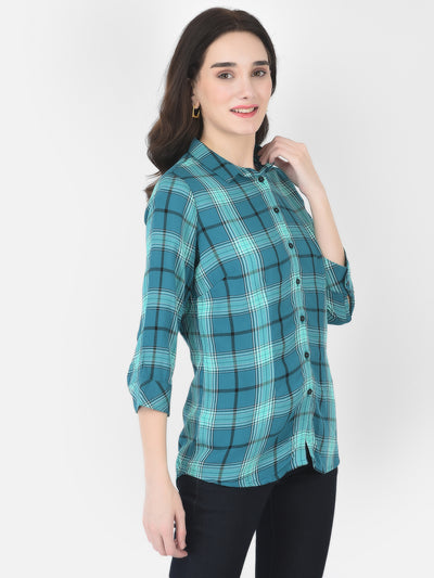 Carolina Blue Checked Shirt - Women Shirts