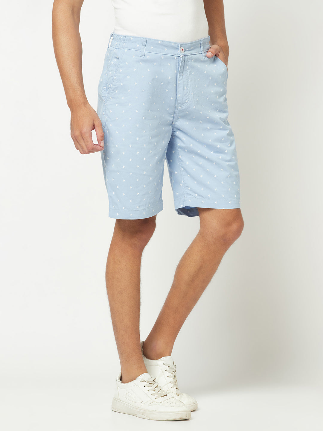 Blue Graphic Print Chino Shorts