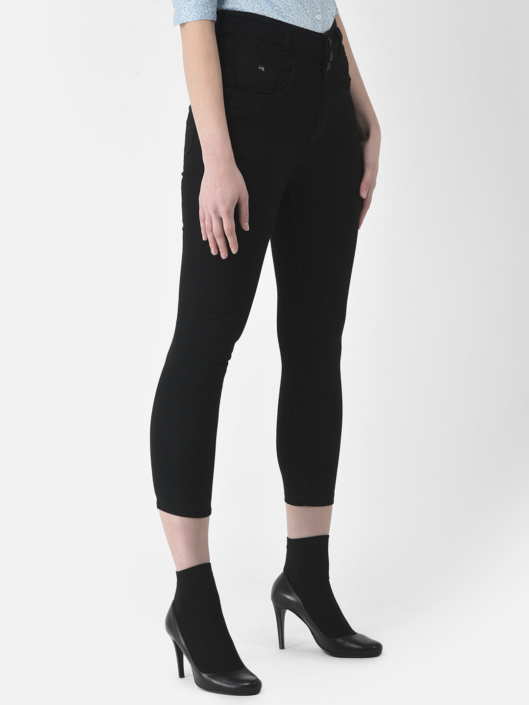  Black Slim-Fit Midi Jeans