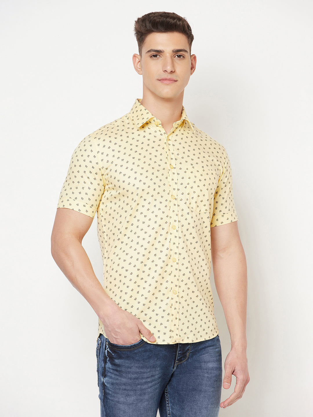 Yellow Floral Shirt - Men Shirts