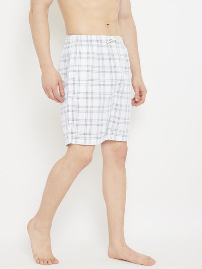 White Checked Lounge Shorts - Men Lounge Shorts