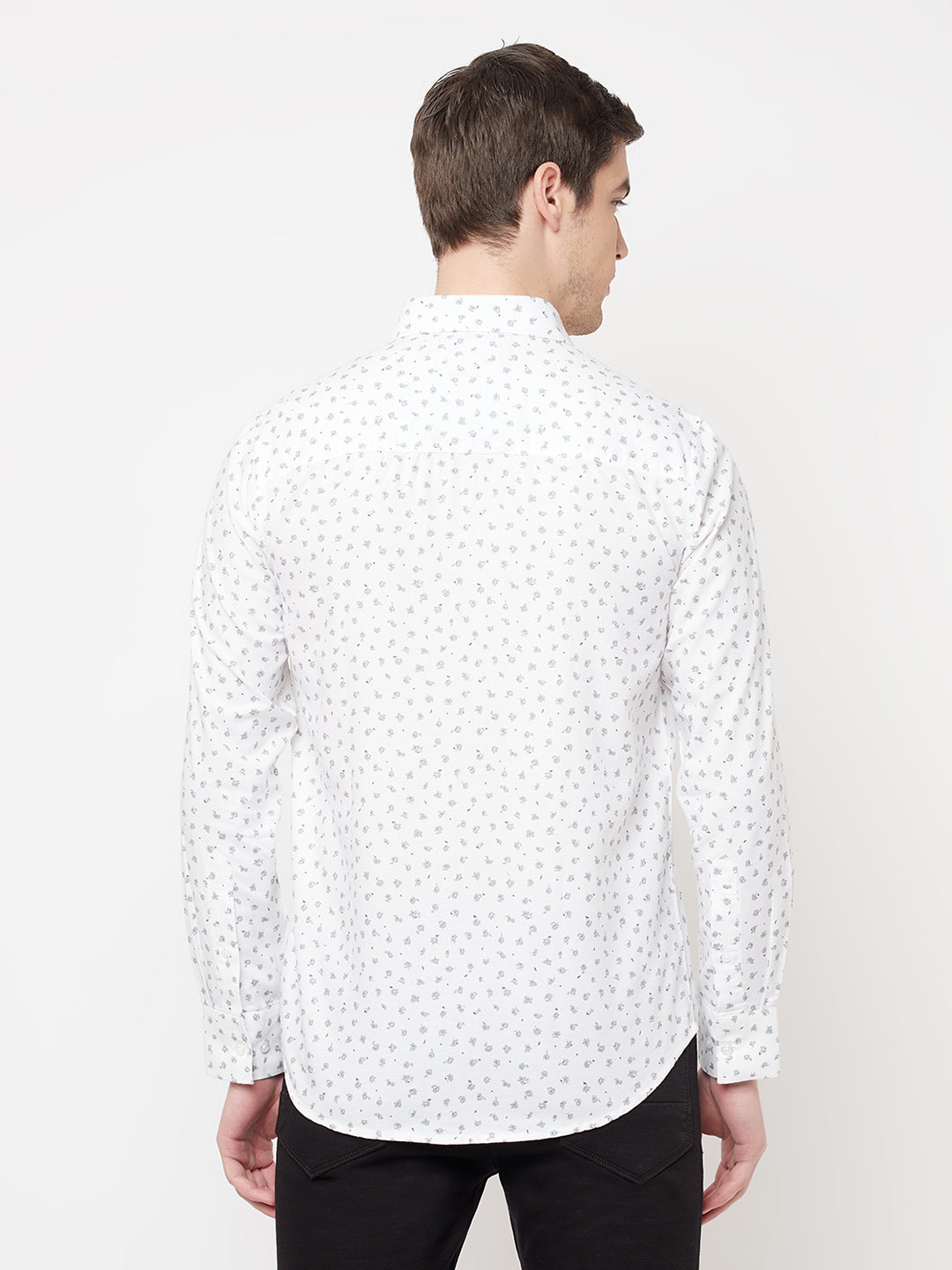 White Floral Shirt - Men Shirts