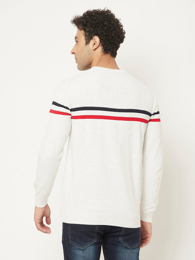 White Sweater in Pure Cotton-Men Sweaters-Crimsoune Club