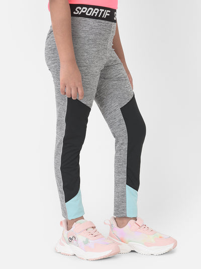 Grey Colourblocked High Waisted Track Pants - Girls Track Pants
