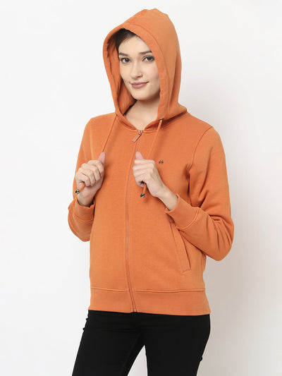 Orange Sweatshirt with Open Front 