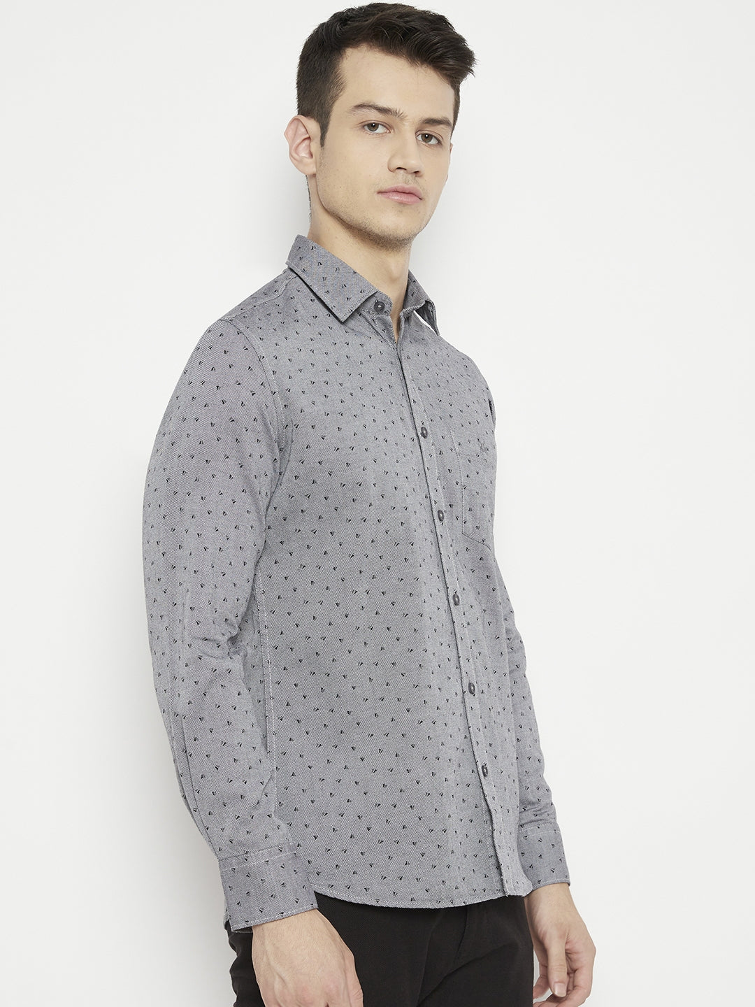 Grey Printed Slim Fit shirt - Men Shirts