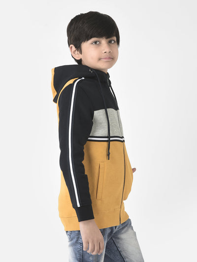  Mustard Zipper Colour-Block Sweatshirt