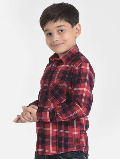 Red Checked Shirt-Boys Shirts-Crimsoune Club