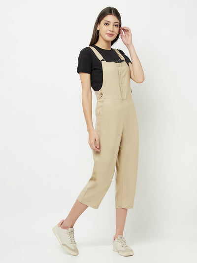 Beige Linen Dungarees - Women Dungarees