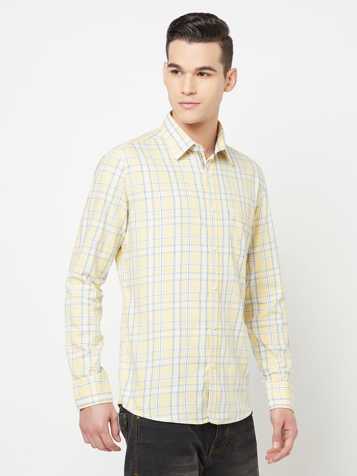 Yellow Checked Shirt - Men Shirts