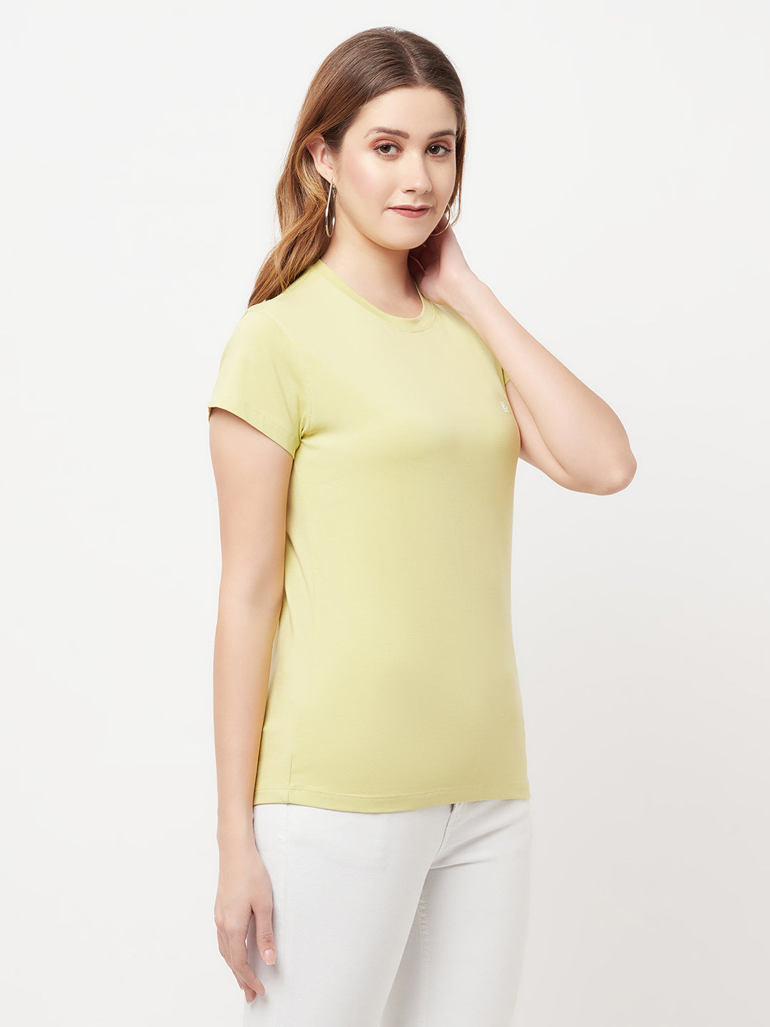 Olive Round Neck T-Shirt - Women T-Shirts