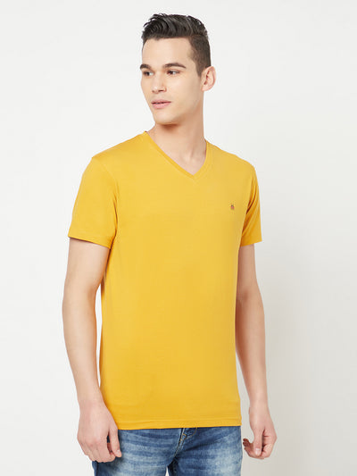 Mustard V-Neck T-Shirt - Men T-Shirts