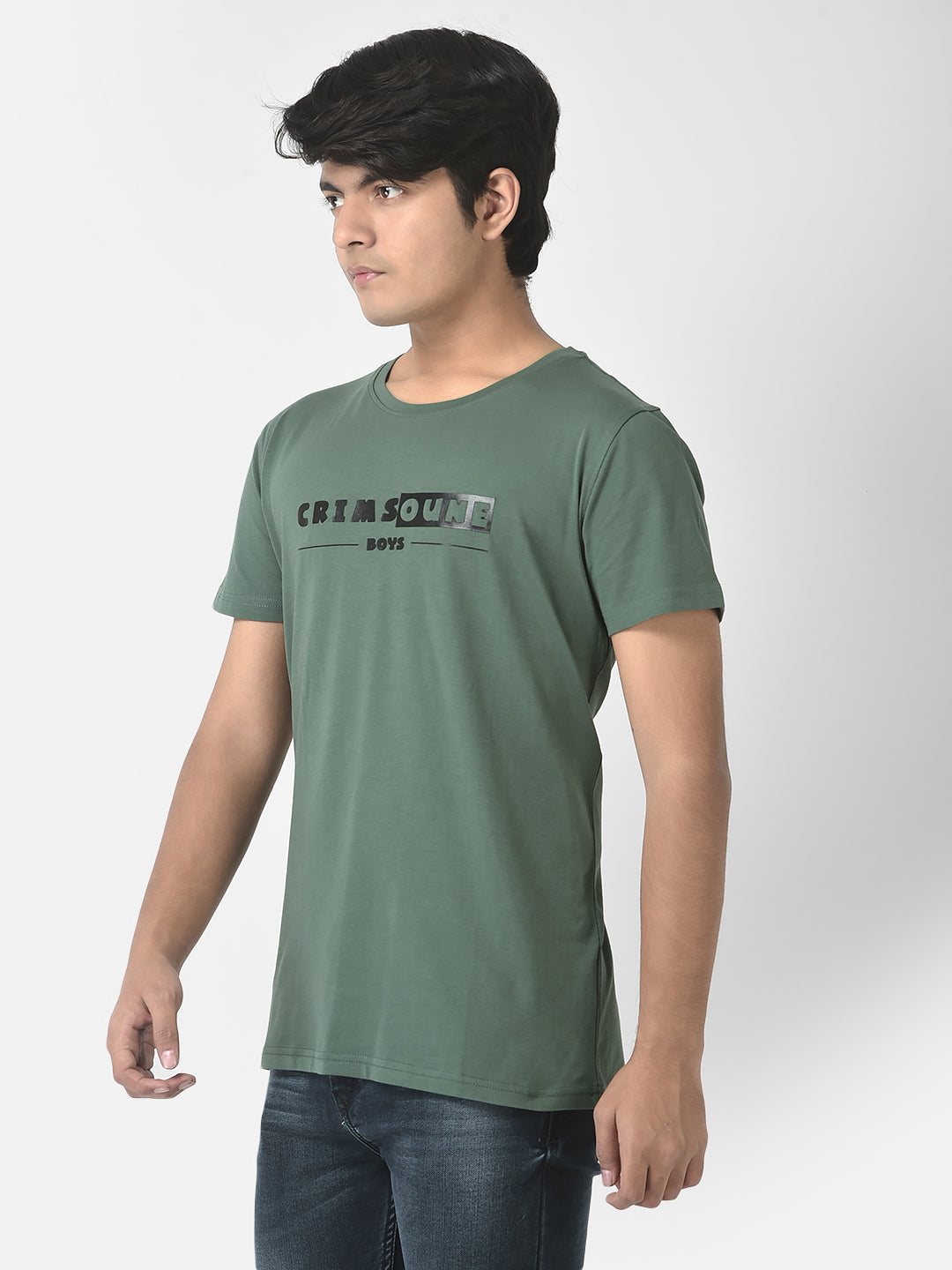 Green Typographic Brand-Logo T-Shirt-Boys T-Shirts-Crimsoune Club