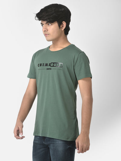 Green Typographic Brand-Logo T-Shirt-Boys T-Shirts-Crimsoune Club