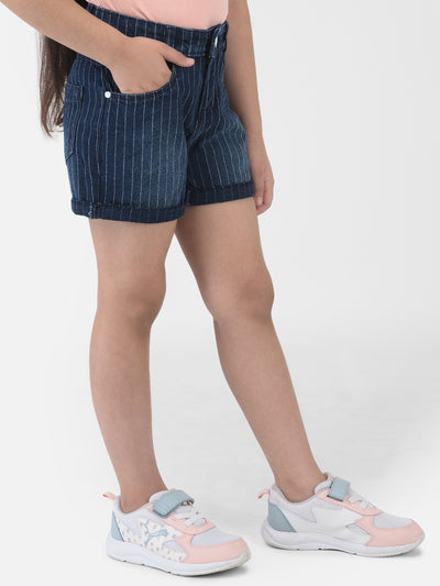 Striped Denim Shorts - Girls Shorts