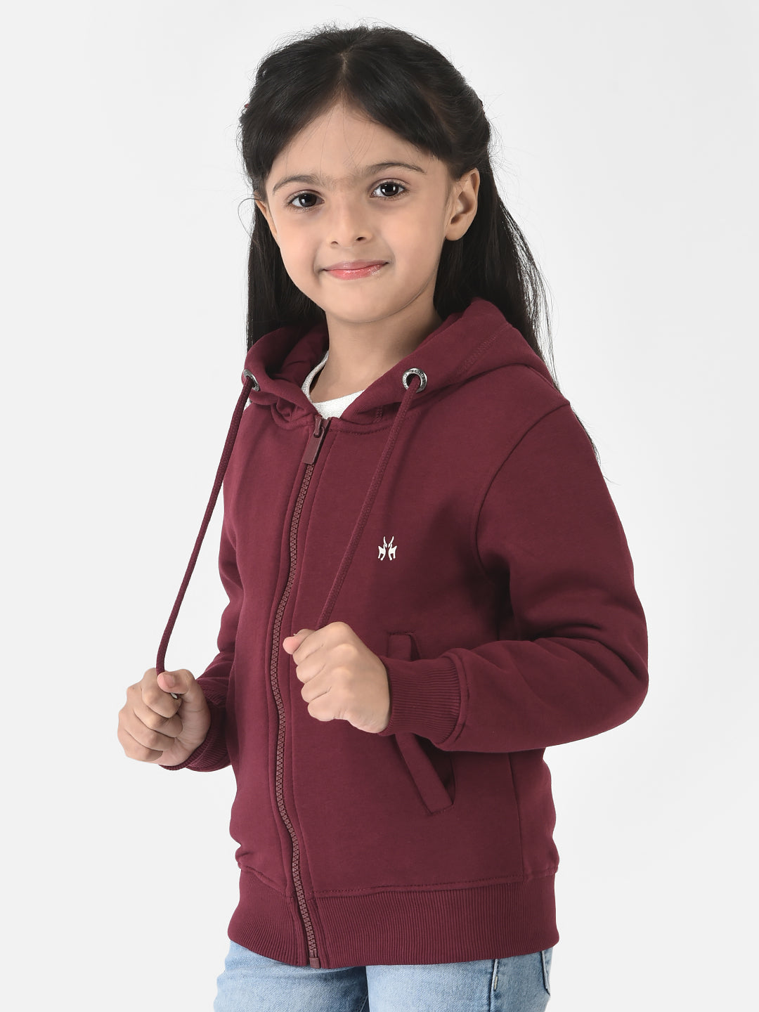 Maroon Sweatshirt with Zip Enclosure 