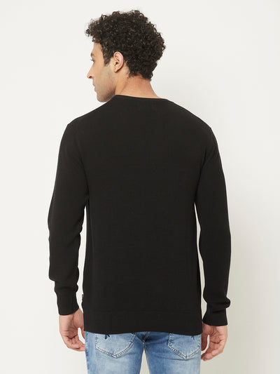Black Sweater in Regular Cut-Men Sweaters-Crimsoune Club