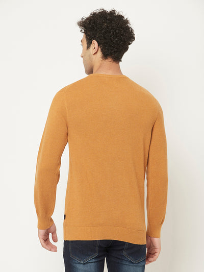 Orange Sweater in Pure Cotton-Men Sweaters-Crimsoune Club