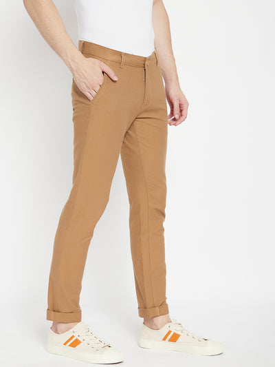 Brown Slim Fit Trousers - Men Trousers