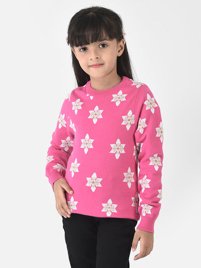 Pink Knitwear with Floral Print