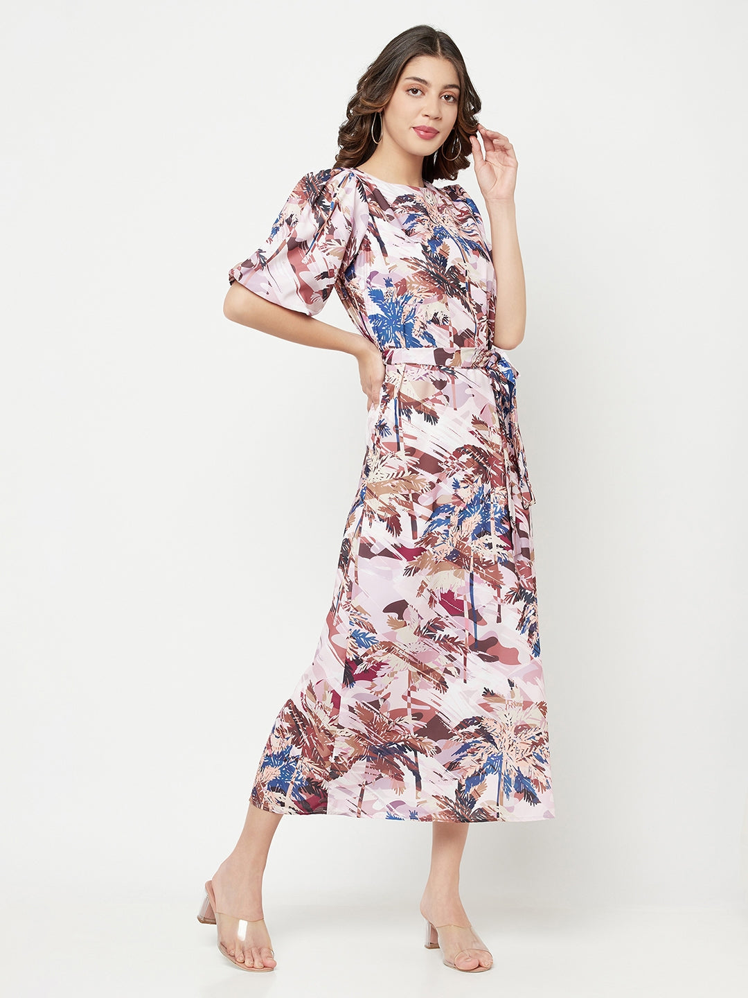 Multi-Coloured Floral Printed Dress - Women Dresses