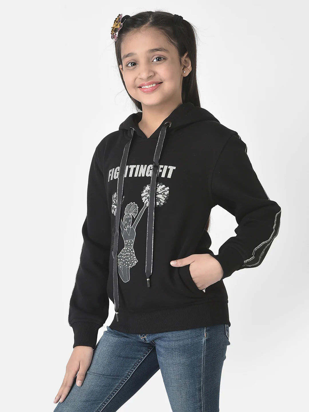  Black Graphic Cheerleaders Hoodie 