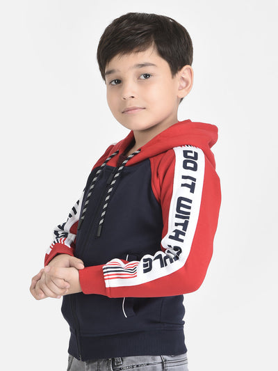 Colour-Blocked Sweatshirt with Zipper Front