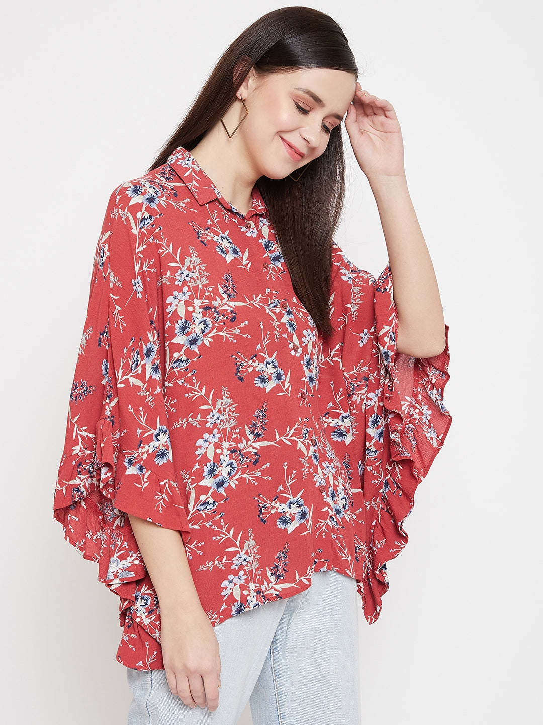 Red Poncho Party Top - Women Tops