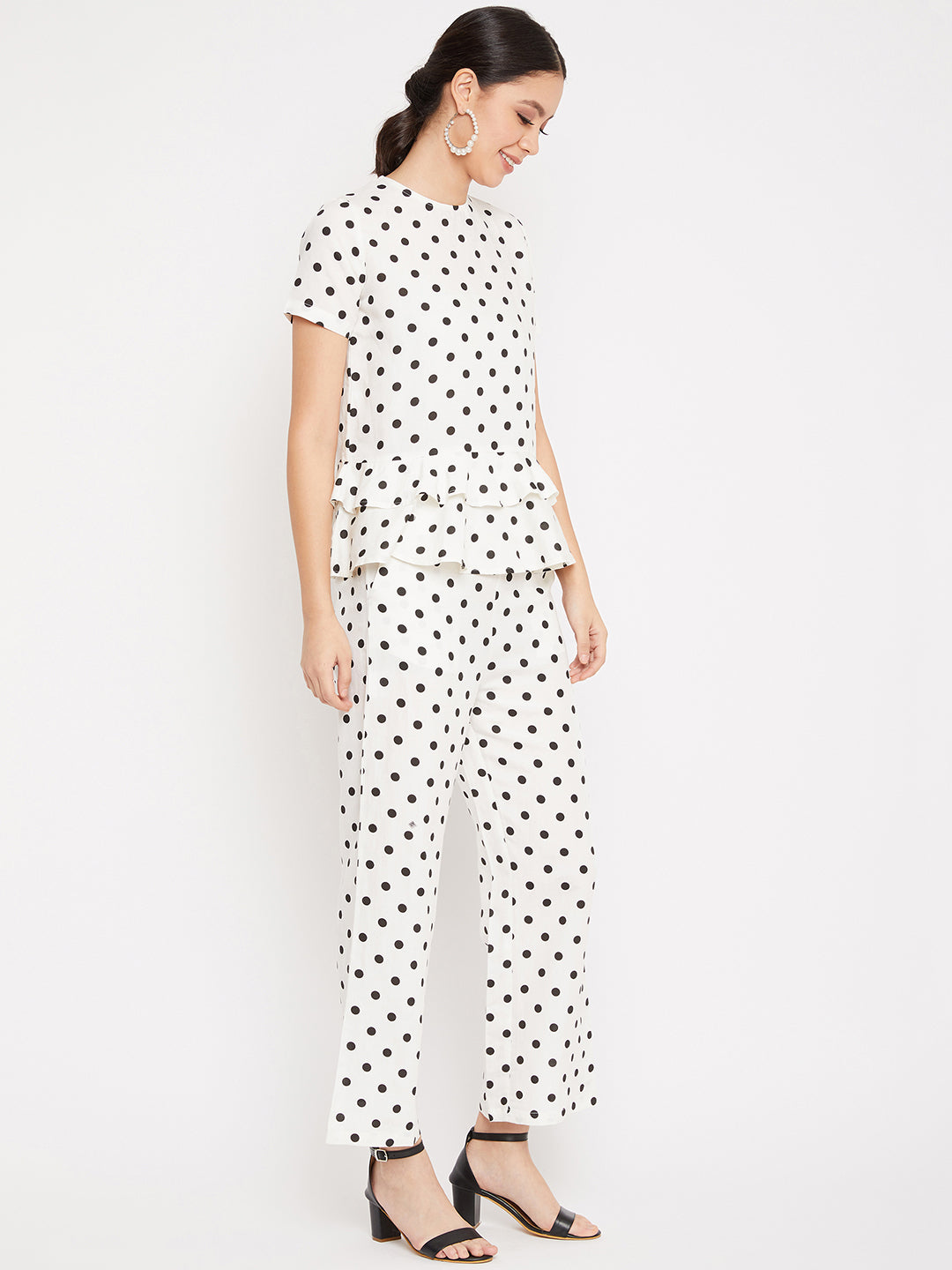 Monochrome Polka Dot Co-ord Set - Women Co-ord Sets