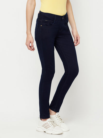 Navy Blue Ankle Length Jeans - Women Jeans