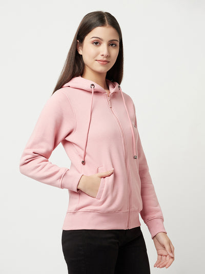 Pink Zipper Sweatshirt-Women Sweatshirts-Crimsoune Club