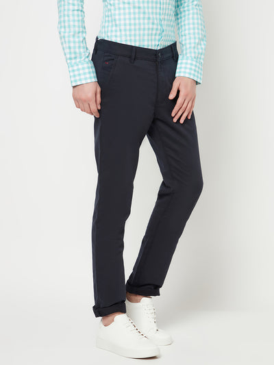 Navy Blue Casual Trousers - Men Trousers