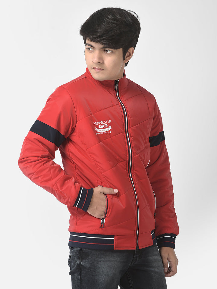  Red Zigzaggery Padded Jacket