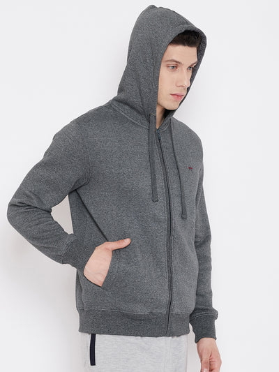 Grey Hooded Sweatshirt - Men Sweatshirts