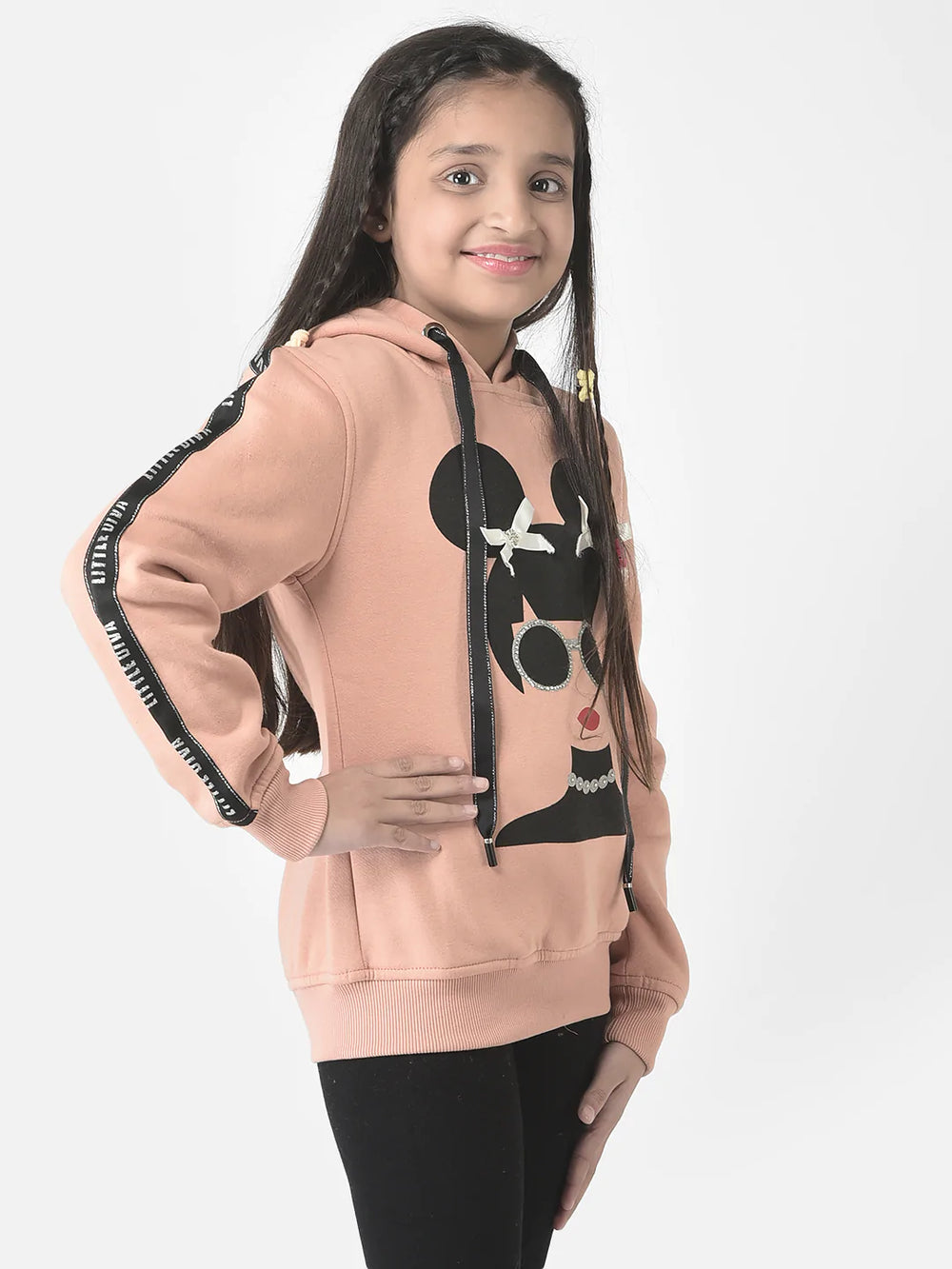 Peach Graphic Face Hooded Sweatshirt
