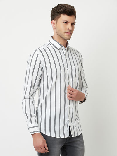 White Striped Shirt-Men Shirts-Crimsoune Club